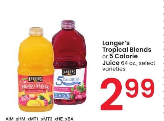 Langer's Tropical Blends or 5 Calorie Juice - 64 oz., select varieties