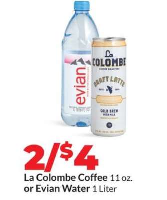 La Colombe Coffee or Evian Water