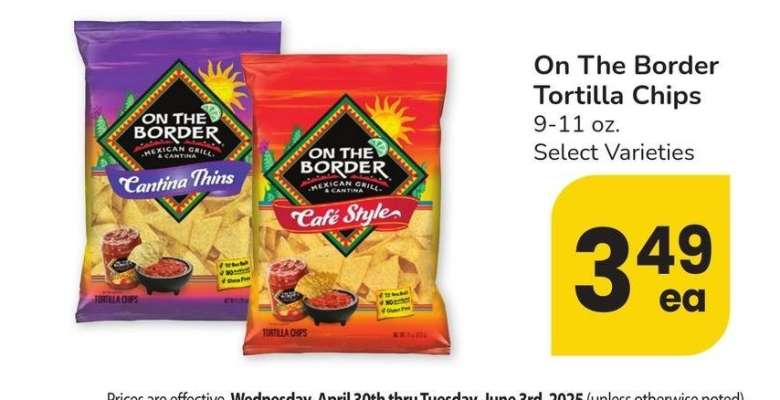 On The Border Tortilla Chips* - 9-11 oz. Select Varieties