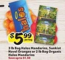 Halos Mandarins, Sunkist Navel Oranges, Organic Halos Mandarins
