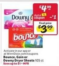 Bounce, Gain, or Downy Dryer Sheets