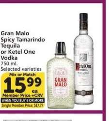 Gran Malo Spicy Tamarindo Tequila or Ketel One Vodka - 750 ml.
Selected varieties
Mix or Match
Single Member Price: $17.77