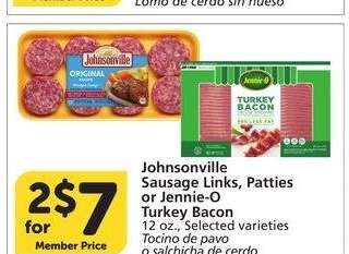 Johnsonville Sausage Links, Patties or Jennie-O Turkey Bacon - 12 oz., Selected varieties