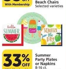 Summer Party Plates or Napkins - 8-16 ct. Selected varieties