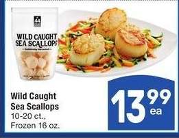 Wild Caught Sea Scallops - 10-20 ct., Frozen 16 oz.