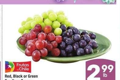 Red, Black or Green Seedless Grapes