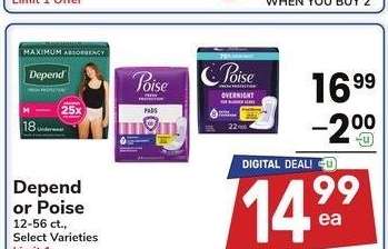 Depend or Poise - 12-56 ct., Select Varieties