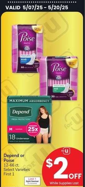 Depend or Poise - 12-66 ct. Select Varieties First