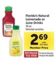 Florida's Natural Lemonade or Juice Drinks