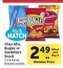 Chex Mix, Bugles or Gardetto's Snack