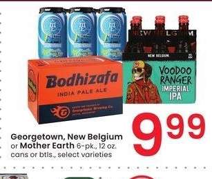 Georgetown, New Belgium or Mother Earth - 6-pk., 12 oz. cans or btls., select varieties