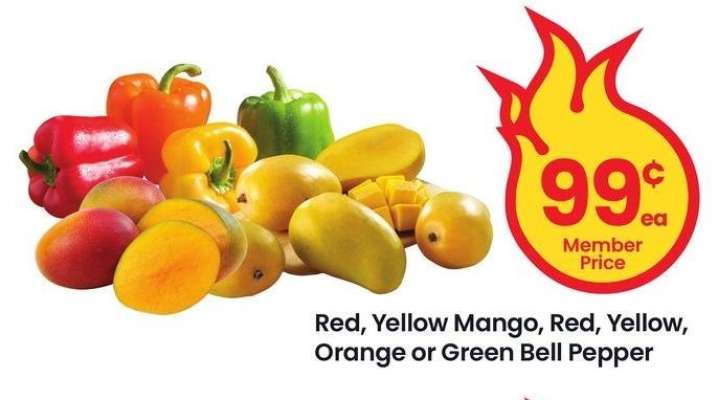 Red, Yellow Mango, Red, Yellow, Orange or Green Bell Pepper