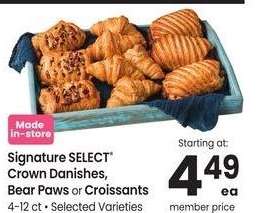 Signature SELECT® Crown Danishes, Bear Paws or Croissants - 4-12 ct • Selected Varieties