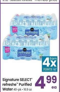 Signature SELECT® refreshe™ Purified Water - 40-pk, 16.9 oz