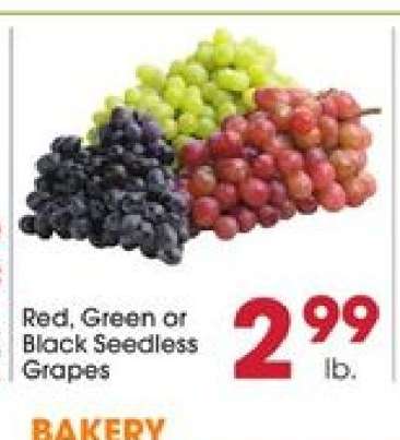 Red, Green or Black Seedless Grapes