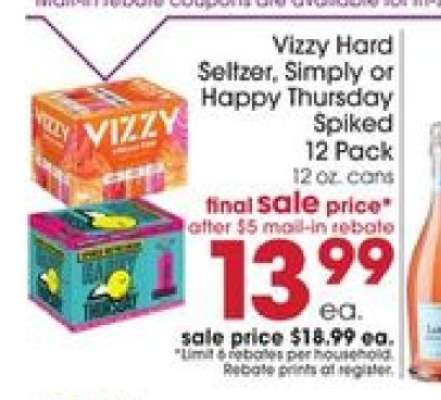 Vizzy Hard Seltzer, Simply or Happy Thursday Spiked