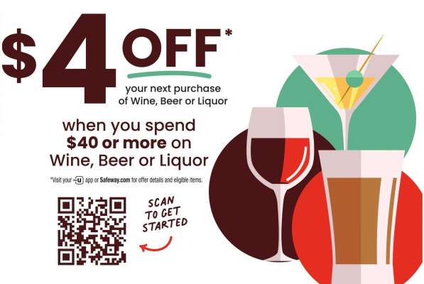 $4 off When you spend $40 or more on Wine Beer or liquor