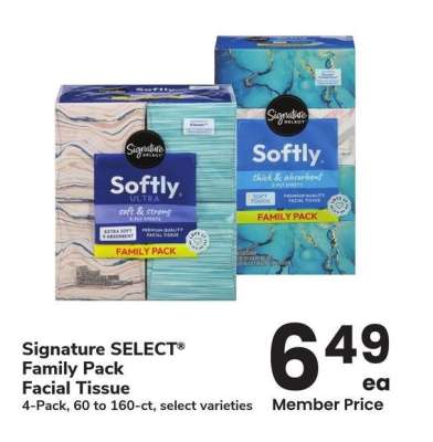 Signature SELECT® Family Pack Facial Tissue - 4 - Pack, 60 to 160 - ct, select varieties