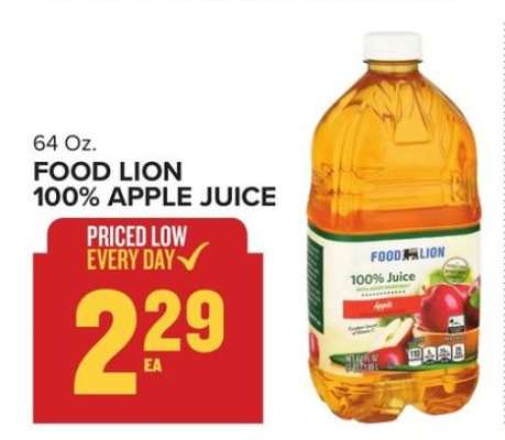 FOOD LION 100% APPLE JUICE