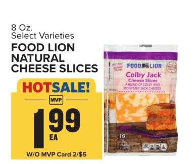 FOOD LION NATURAL CHEESE SLICES