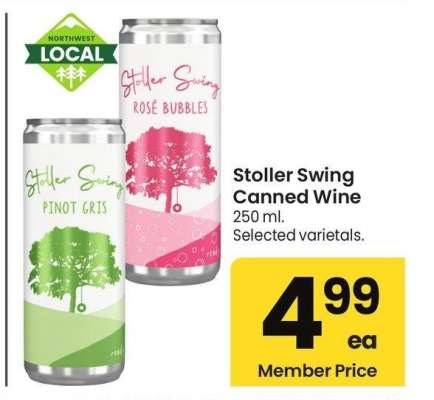 Stoller Swing Canned Wine - 250 ml. 
Selected varietals.