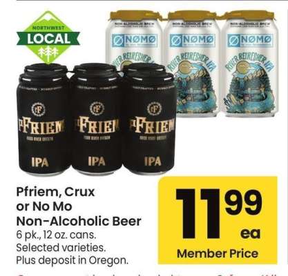 Pfriem, Crux or No Mo Non-Alcoholic Beer - 6 pk., 12 oz. cans., Selected varieties.