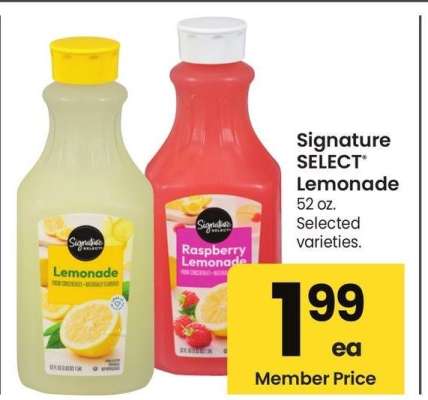 Signature SELECT® Lemonade - 52 oz., Selected varieties.