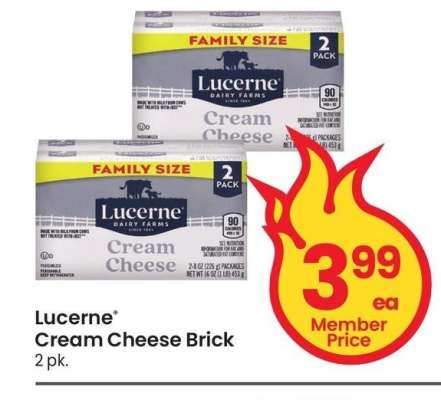 Lucerne® Cream Cheese Brick - 2 pk.