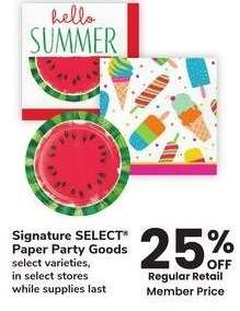 Signature SELECT® Paper Party Goods - select varieties
