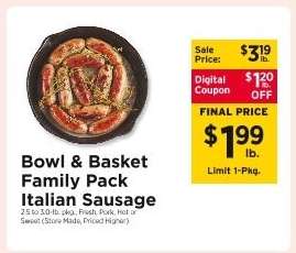 Bowl & Basket Family Pack Italian Sausage
