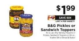 B&G Pickles or Sandwich Toppers