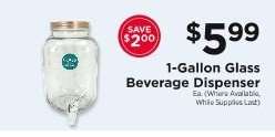 1-Gallon Glass Beverage Dispenser