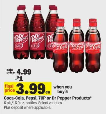 Coca-Cola, Pepsi, 7UP or Dr Pepper Products*