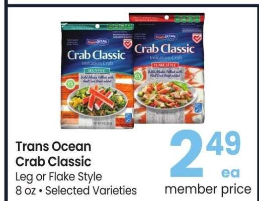 Trans Ocean Crab Classic Leg or Flake Style - 8 oz • Selected Varieties