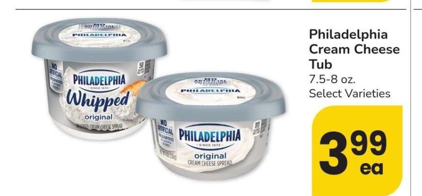 Philadelphia Cream Cheese Tub - 7.5-8 oz. Select Varieties
