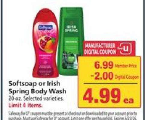 Softsoap or Irish Spring Body Wash