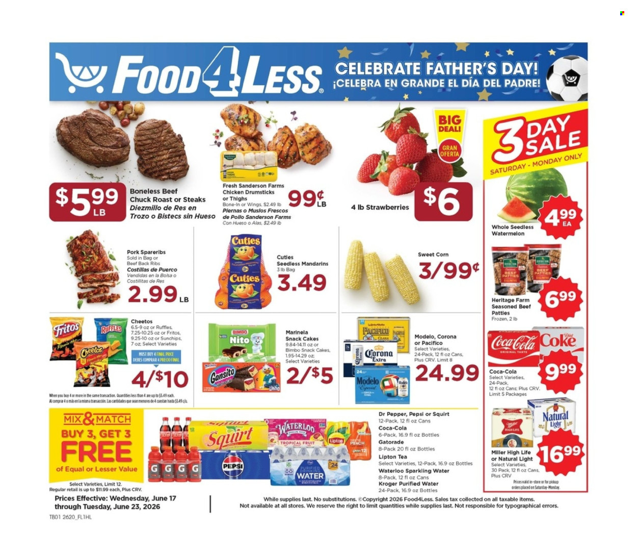 Food 4 Less ad  - 06.17.2026 - 06.23.2026. Page 1