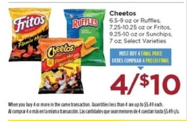 Cheetos, Fritos, Ruffles, Sunchips