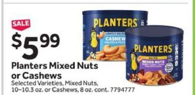 Planters Mixed Nuts Or Cashews