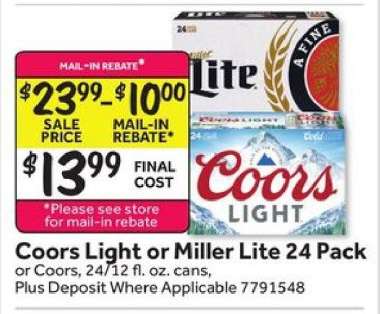 Coors Light or Miller Lite 24 Pack