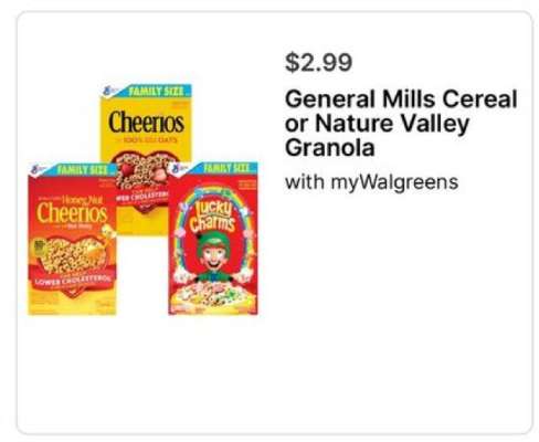 General Mills Cereal or Nature Valley Granola