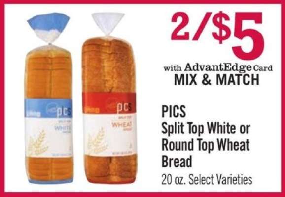 PICS Split Top White or Round Top Wheat Bread