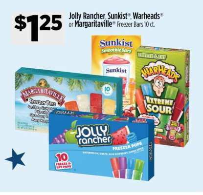 Jolly Rancher, Sunkist®, Warheads® or Margaritaville® Freezer Bars 10 ct.