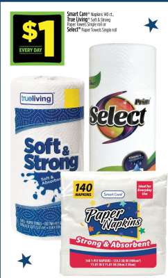 Smart Care Napkins 140 ct, True Living Soft & Strong Paper Towels Single roll or Select Paper Towels Single roll