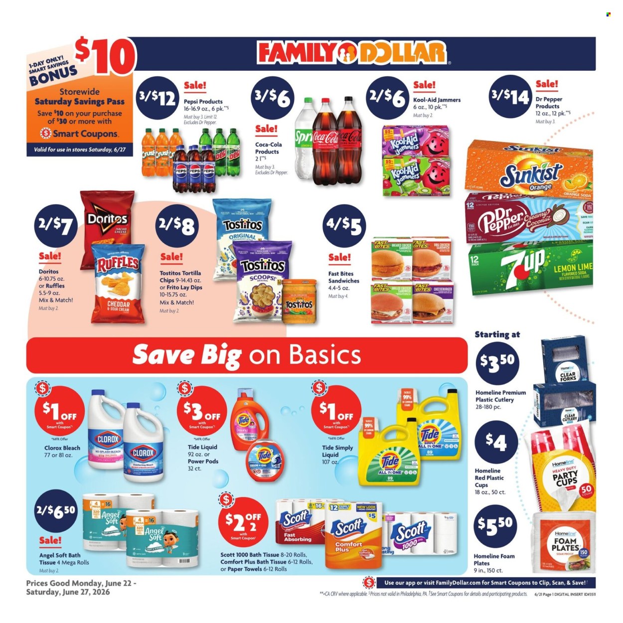 Family Dollar ad  - 06.22.2026 - 06.27.2026. Page 1