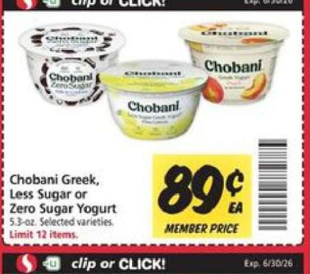 Chobani Greek, Less Sugar or Zero Sugar Yogurt