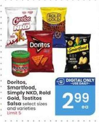 Doritos, Smartfood, Simply NKD, Rold Gold, Tostitos Salsa
