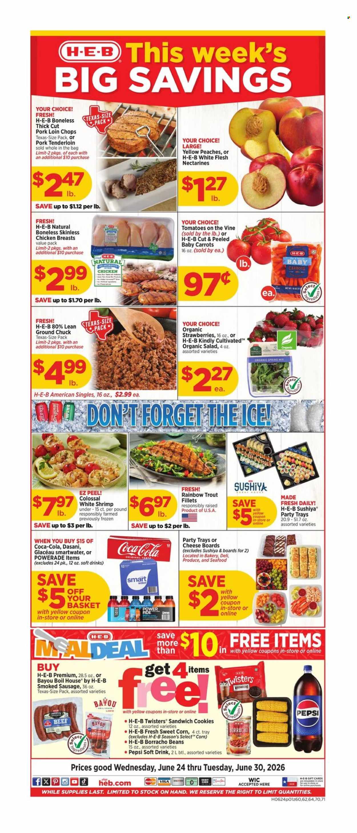H-E-B ad  - 06.24.2026 - 06.30.2026. Page 1