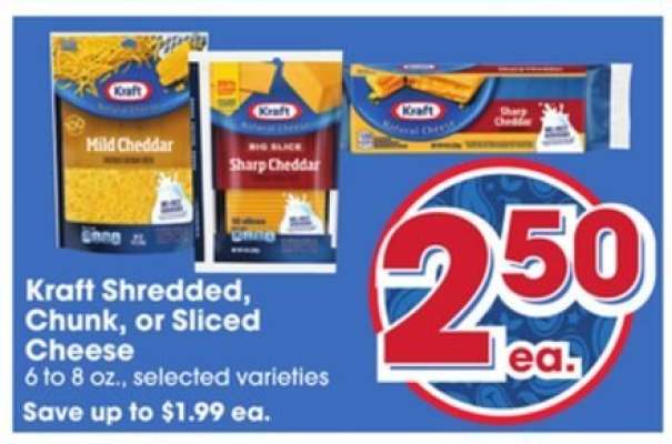 Kraft Shredded, Chunk or Sliced Cheese