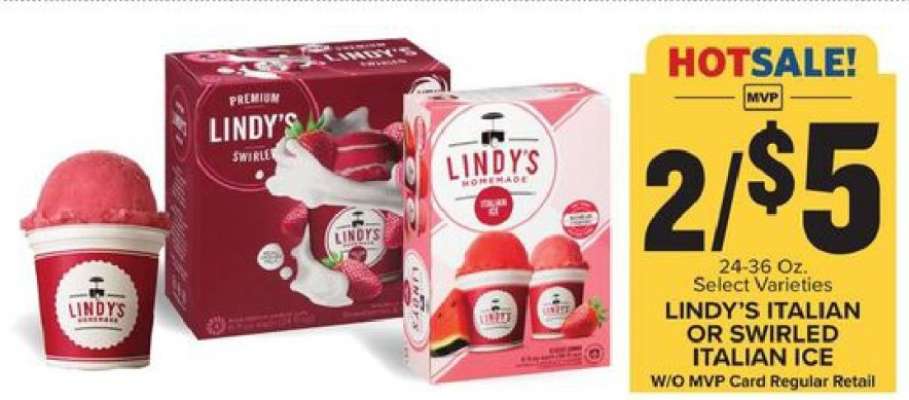 LINDY'S ITALIAN OR SWIRLED ITALIAN ICE